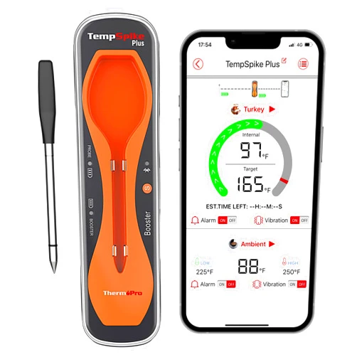 ThermoPro TempSpike Plus 600FT Wireless Meat Thermometer with Upgraded Ultra-Thin Probe, Bluetooth Meat Thermometer Wireless for Outside Grill, Smoker Thermometer for BBQ Oven Rotisserie Sous Vide