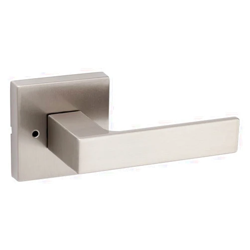 Kwikset Singapore Interior Privacy Door Handle with Lock, Door Lever For Bathroom and Bedroom, Satin Nickel Reversible Keyless Turn Lock, with Microban Protection