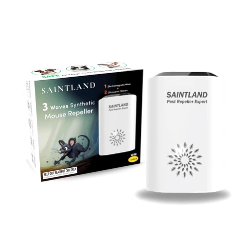 SAINTLAND 3 Wave Synthetic Mouse Repeller - 2024 New Frequency, E-Magnetic & Ultrasonic Rodent Repellent Device, Indoor Plug in Pest Control, Repel Mouse, Rat, Squirrel, Roach, SD-080