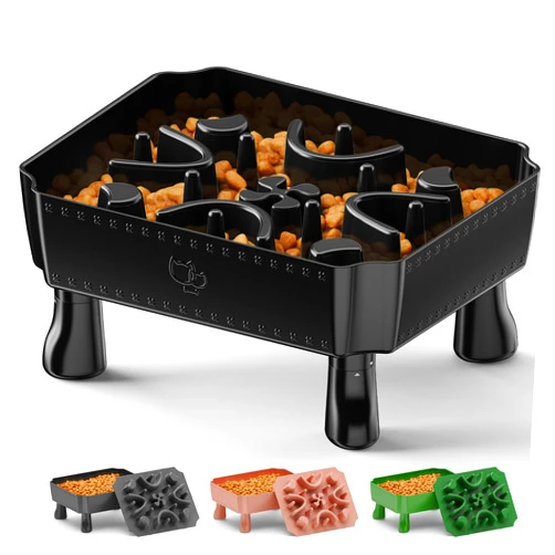 Newget Slow Feeder Dog Bowls, 2-6 Cups Large Dog Slow Feeding Food Bowl, 2-in-1 Elevated Interactive Dog Puzzle Feeder, Anti-Chocking Slow Eating Dog Dishes Pet Slow Feeder for Medium & Large Dogs