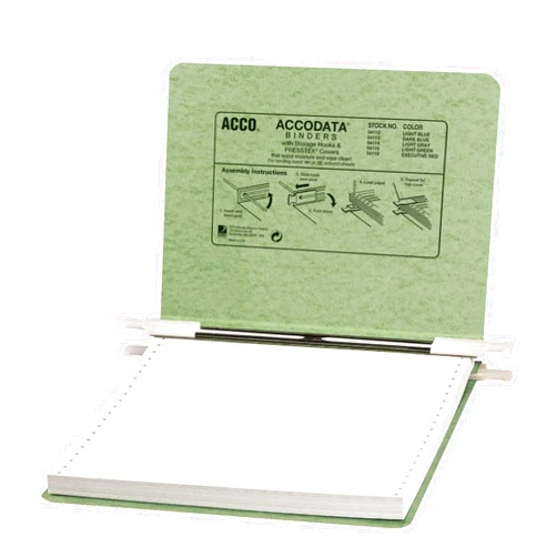 ACCO Brands ACCO Pressboard Hanging Data Binder, 9.5 x 11 Inches Unburst Sheets, Light Green (54115)