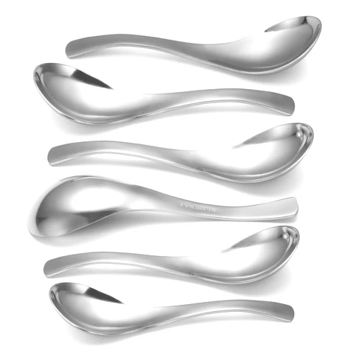 HIWARE Thick Heavy-weight Soup Spoons, High Grade Stainless Steel Soup Spoons, Table Spoons, Set of 6