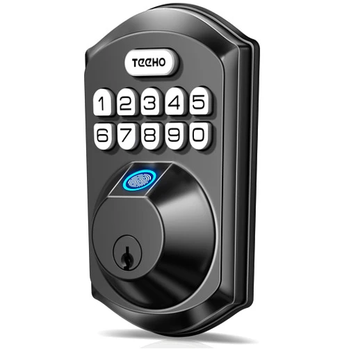 TEEHO TE002 Fingerprint Door Lock - Keyless Entry Door Lock - Electronic Keypad Deadbolt Lock - Smart Locks for Front Door - Door Lock with Code - Auto Lock - Easy Installation - Matte Black