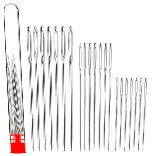 Tevkmuzz Large Eye Sewing Needles,21 PCS Hand Sewing Needles,Embroidery Thread Needle, Handmade Yarn Knitting Needles Leather Needle