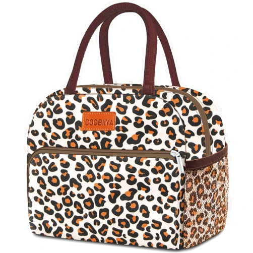 Coobiiya Lunch Bag box for Women, Small Cute Leakproof Lunch Pail Large Capacity Reusable Insulated Cooler Lunch Container for Work/Office/Picnic/Beach - leopard