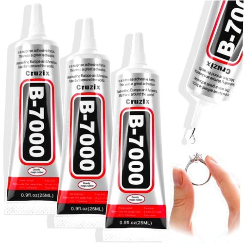Cruzix B-7000 Craft Glue for Jewelry Making, Multi-Function B-7000 Super Adhesive Glues Liquid Fusion Glue for Rhinestones Crafts, Clothes Shoes, Fabric, Jewelry Making, Cell Phones (3x25 ml/0.9 oz)