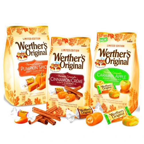 Taboom WerthersOriginal Harvest Caramel Candy Variety Pack - 3 Pack Limited Edition Caramels Pumpkin Spice, Caramel Apple Hard Candy, & Cinnamon Creme Soft Halloween Candy