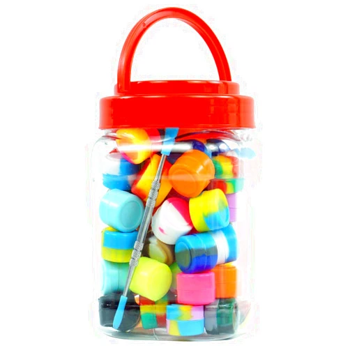Yohosadgdg Silicone Wax Containers 60PCS 2ML Non-Stick Wax Containers Multi Use Silicone Oil Storage Jars Assorted Colors with Carving Tool