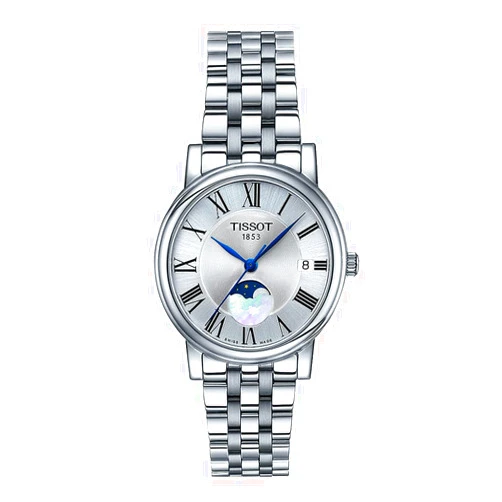 Tissot Womens Carson Premium Lady Moonphase Swiss Quartz Watch, Grey, Stainless Steel, 16 (T1222231103300)