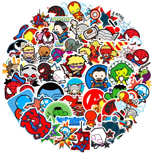 MOQIAN Superhero Avengers Stickers for Traverl Case, 50pcs Cool Iron Spider Man Vinyl Decal for Adult Teen Kids Laptop Water Bottle Bike Guitar Luggage Phone Computer Skateboard