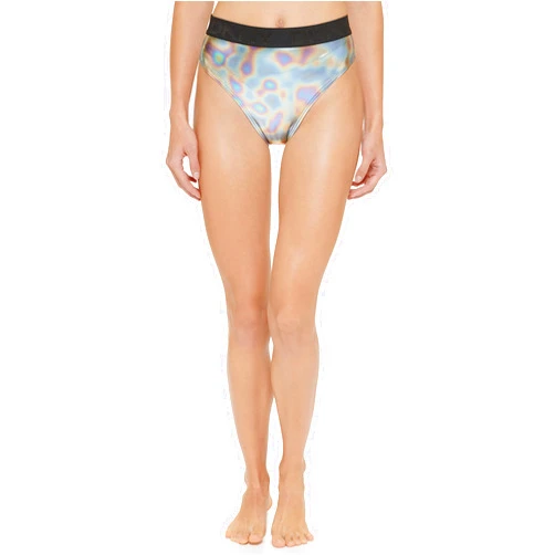 DKNY Women's Standard Mid Rise Full Coverage Bikini Bottom Bathing Suit, Black Multi, Large