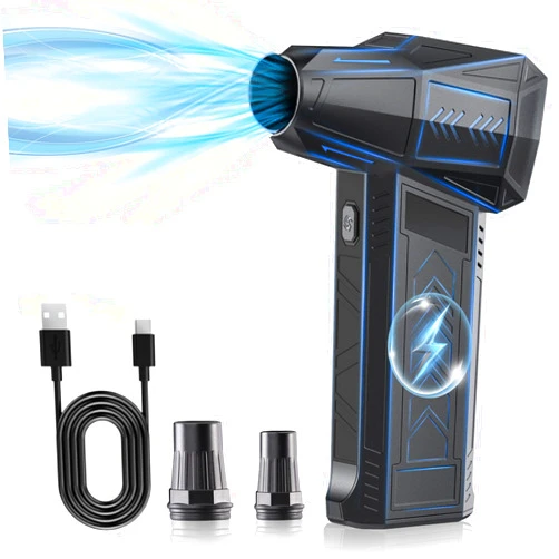 Zezzofan Compressed Air Duster,Mini Electric Air Duster,Powerful Blower High Speed Duct Fan,3 Adjustable Rechargeable Cordless Air Broom for Keyboards Home Outdoor Dust Rain Snow Removal
