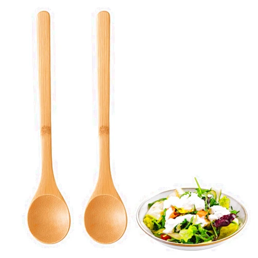 JapanBargain, Bamboo Cooking Spoon, Wooden Stirring and Mixing Spoon for Non-Stick Cookware, Eco-Friendly Kitchen Utensil, 12-Inch Long, 2-Pack