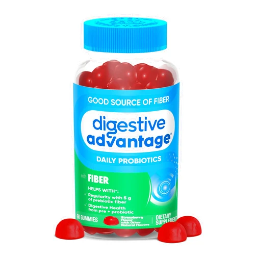 Digestive Advantage Prebiotic Fiber Supplement with Probiotics for Women & Men Digestive Health, Fiber Gummies for Adults Regularity and Gut Health, 60ct Strawberry Flavor