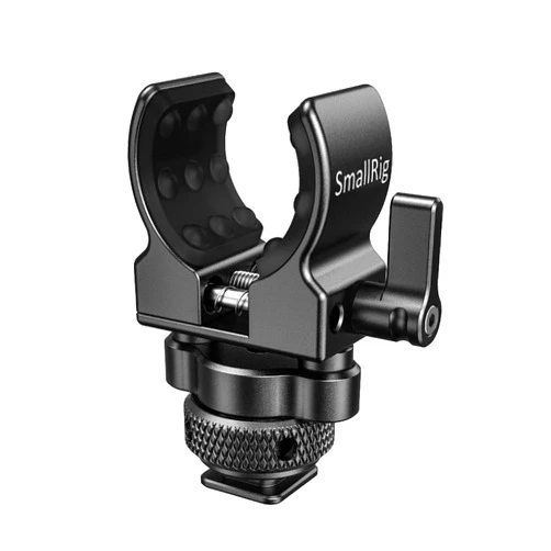 SmallRig Shotgun Microphone Holder (Cold Shoe), Built-in Soft Silicone, Bumps and Noises Absorption BSM2352