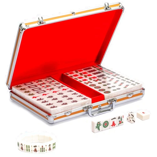 Yellow Mountain Imports Chinese Mahjong Combo – Champion-Size Set with 146 Tiles, Aluminum Case, Accessories, and Mini-Tiles Bracelet