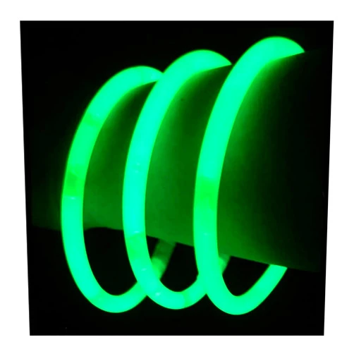 Glow With Us Brand Glow Sticks Bracelets Bulk Wholesale, 100 8” Green Glow Bracelets, Bright Color, Glow 8-12 Hrs, 100 Connectors Included, Glow Party Favor Supplies, Sturdy Packaging, Great Fun.