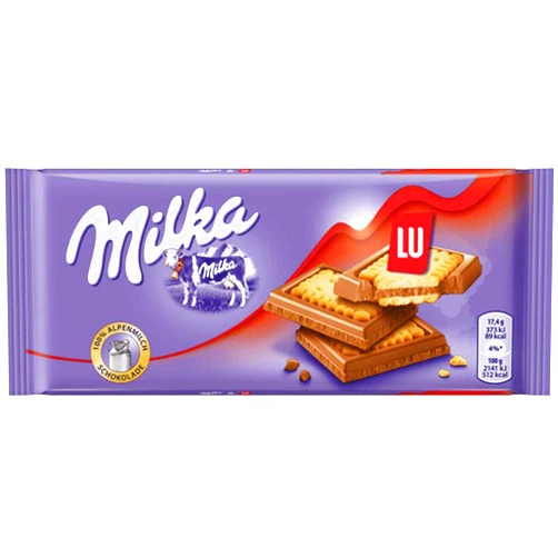 Milka Lu Cookie Milk Chocolate Bar, 3 Ounce (Pack of 18)