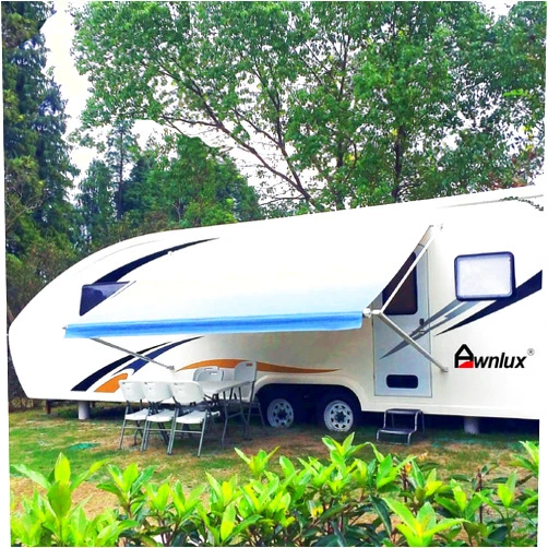 Awnlux 4-PLY Heavy Duty RV Awning Fabric Replacement Premium Grade Vinyl Camper Awning Replacement with Awning Press Plate & Pull Strap for RV Trailer Motorhome - 18'(Fabric 17'2
