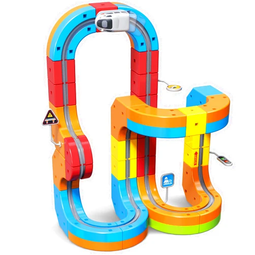 Wdebay klick Rail Electric Train Set 3D Magic Flexible Race Track for Kids 3 4 5 6 7 8 Years Old, 48 pcs Race Car Track Block with Anti-Gravity, Educational STEM Toy Boys Girls Birthday