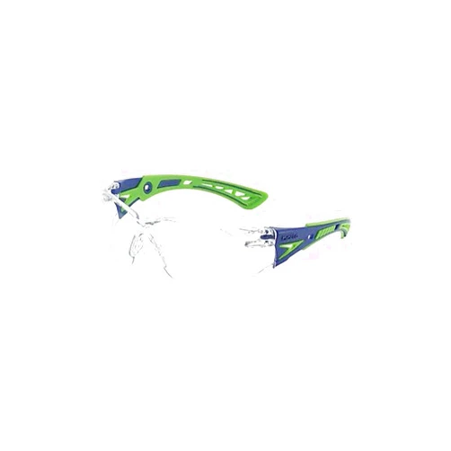 Bolle SAFETY Bollé Safety 40256, Rush+ Safety Glasses Platinum®,Blue & Green Frame, Clear Lenses