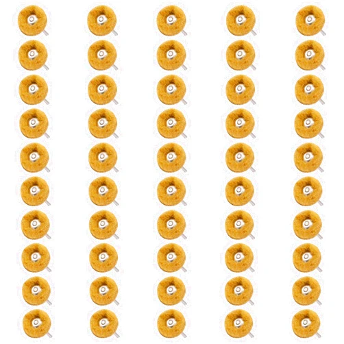 Shineboc 50 PCS Abrasive Buffing Wheels,1 Inch Buffing Polishing Wheel Set for Rotary Tool Accessorie 1/8'' (3mm) Shank, Yellow 80 Grits for Metal,Wood, Rust Removal