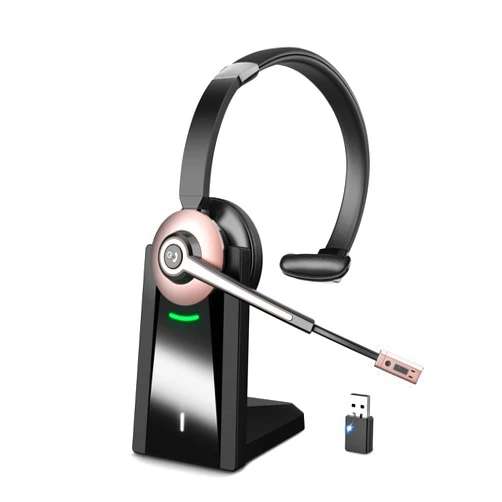 Earbay Wireless Headset, Bluetooth Headset with Noise Canceling Microphone & Charging Base, Wireless Headset with Mic Mute & USB Dongle for Work from Home/Office/Computer/Laptop/Call Center/Zoom/Teams