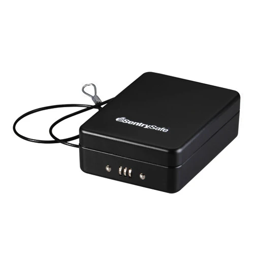 SentrySafe Small Safe, Black Lock Box with Combination Lock for Office or Dorm Secures Money, Passport, Jewelry, 0.05 Cubic Feet, Exterior: 2.6 in. H x 5.9 in. W x 8.0 in. D, ‎P005C