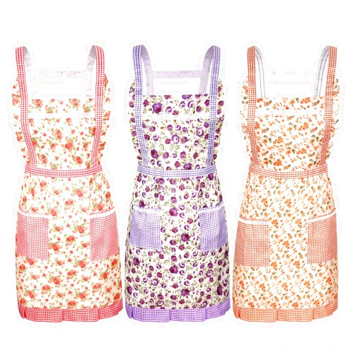 Syhood 3 Pieces Kitchen Floral Aprons Soft Flower Aprons Women Chef Aprons Adjustable Cooking Aprons with Pockets for Kitchen Cooking Baking Gardening Household Cleaning Supplies, 3 Colors