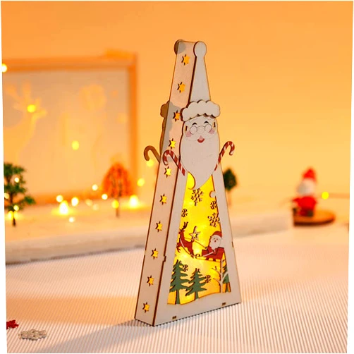 Wsmuyoah 2022 Christmas Ornament Family LED Lamp,Xmas Decorating Hanging Wooden Ornament,LED Hanging Light for Christmas Tree Decoration,Christmas Decorative Hanging Pendant (Color--8#)