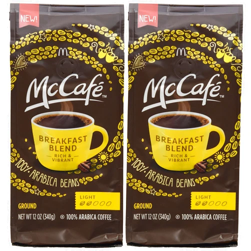 McCafe McDonalds McCafe Premium Roast Ground Coffee Bag 12.oz (Pack of 2) (Breakfast Blend - Light)
