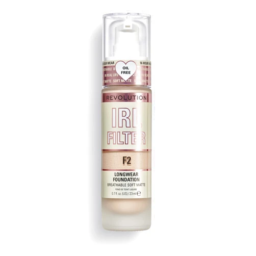 Revolution Beauty London Revolution Beauty, IRL Filter Longwear Foundation, Soft & Breathable Formula, Medium to Full Coverage, Matte Finish, F2, 0.7 Fl. Oz