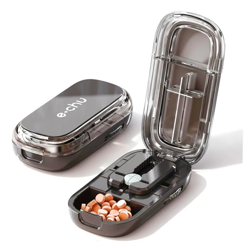 Hafigigi Pill Cutter Splitter for Small and Tiny Pills - 1/2 & 1/4 Adjustable Pill Splitter with Centering Device for Cutting Multiple Pills, Accurate Alignment and Easy to Use (Black)