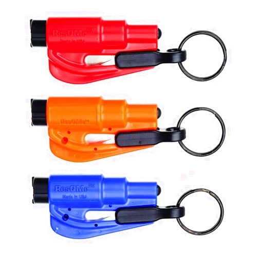 RESQME Original Keychain Car Escape Tool (Red/Orange/Blue) - Pack of 3