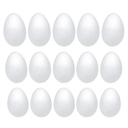 Crafjie Foam Eggs 15pcs 3.15 Inch (8cm) White Craft Foam Eggs Smooth for Spring Easter Halloween Christmas Holiday Crafts Making Handmade DIY Painting School Projects