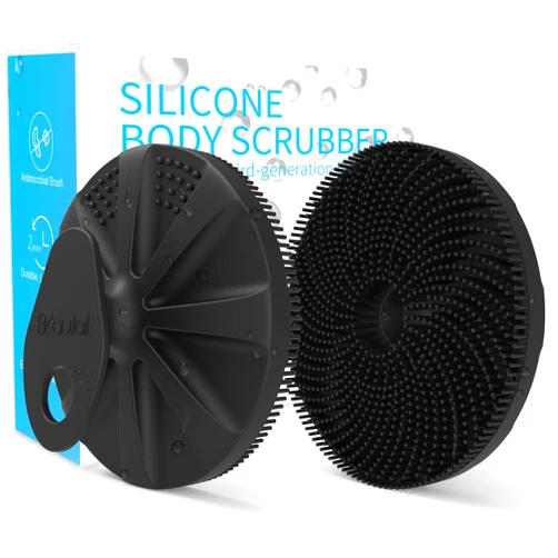 BEAUTAIL Silicone Body Scrubber, Upgrade 3rd Gen Shower Bath Brush, Lather Nicely, Soft Massage Body, More Hygienic Than Traditional Loofah, Gentle Exfoliating for Sensitive Skin, 1 Pack, Black