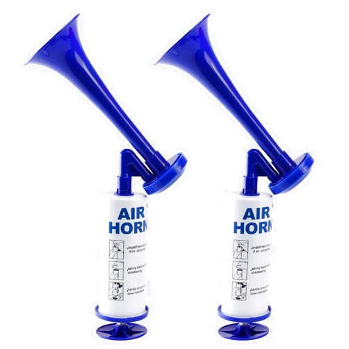 AOLIHAN Reusable Air Horn, Aluminum Handheld Air Pump Horn for Marine Safety, graduation，Sporting Events, Birthdays, Parties, and Celebrations,Loud horn scare animals(Handheld Air horn blue 2pcs)