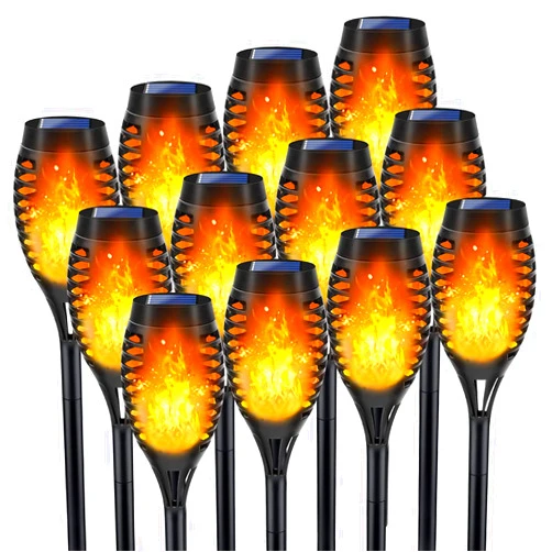 LNRYY Outdoor Solar Lights, 12Pack Solar Torch Lights with Flickering Flame, Solar Garden Lights Waterproof, Solar Powered Outdoor Lights for Yard, Solar Torches for Outside-Pathway Garden Decor