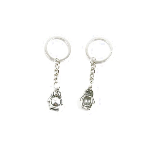 COLORDAYS CHARMS 2 x Keychain Keyring Key Ring Chain Jewelry Findings X4VS5 Penguin