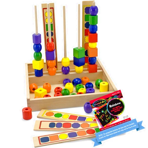 Melissa & Doug Bead Sequencing Set & 1 Scratch Art Mini-Pad Bundle (00570)