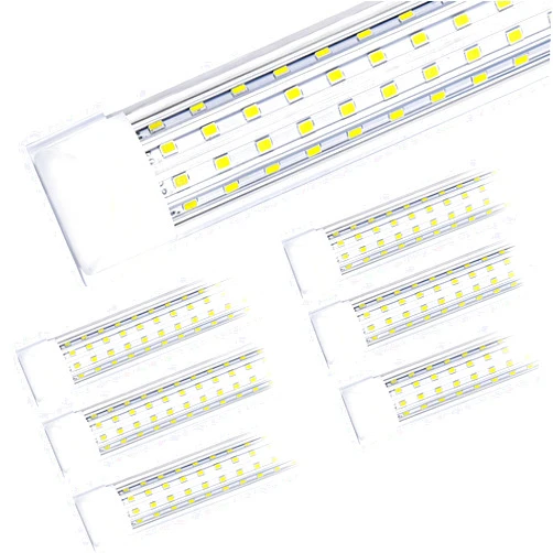 LEDTopTronic (6-Pack) LED Shop Light, 8FT 144W 14500LM 6000K, Cold White, V Shape, Clear Cover, Hight Output, Linkable Shop Lights, T8 LED Tube Lights, LED Shop Lights for Garage 8 Foot with Plug