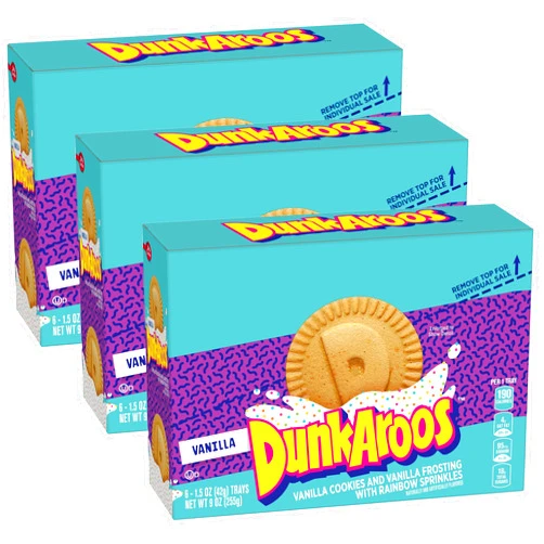 Betty Crocker Dunkaroos Vanilla Cookies and Vanilla Frosting with Rainbow Sprinkles, 6 ct (Pack of 3)