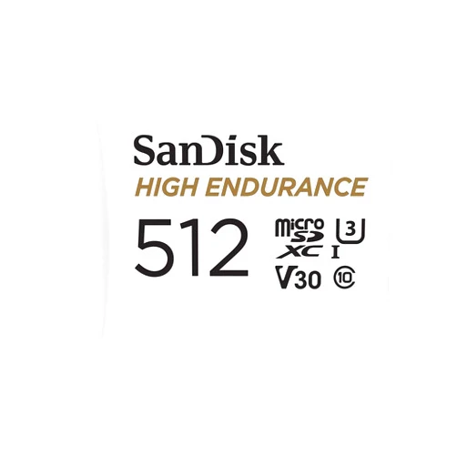 SanDisk 512GB High Endurance Video microSDXC Card with Adapter for Dash Cam and Home Monitoring Systems - C10, U3, V30, 4K UHD, Micro SD Card - SDSQQNR-512G-GN6IA