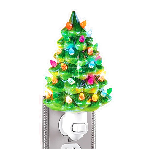 Collections Etc Ceramic Christmas Tree Night Light - 6