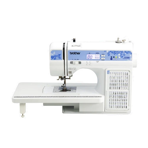 Brother CS7205 Computerized Machine, 150 Built Stitches, 1 Font, Wide Table, 11 Sewing Feet, White
