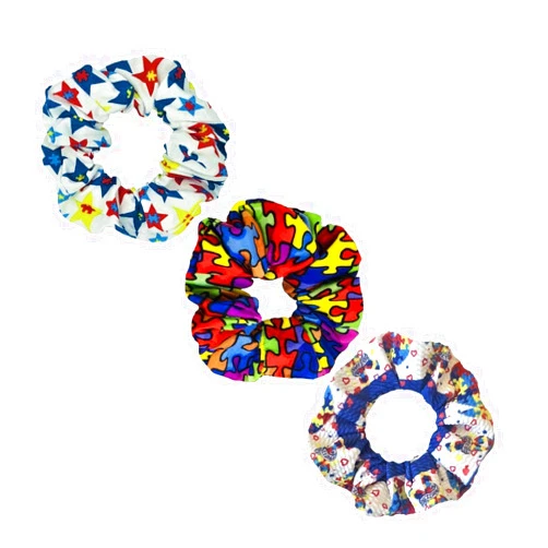 MiaSophia Autism Awareness Heart, Stars, Puzzles Scrunchies