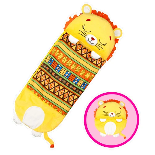 Happy Nappers Pillow & Sleepy Sack- Comfy, Cozy, Compact, Super Soft, Warm, All Season, Sleeping Bag with Pillow- Lion (Medium)