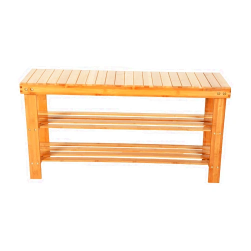 WESTHL Shoe Bench,3 Tiers Bamboo Shoe Rack Bench Shoe Rack Organizer,Storage Shoe Shelf for Entryway Bedroom Living Room (Wood)