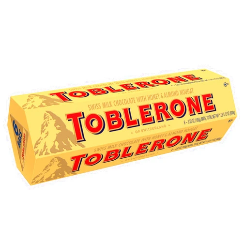 Toblerone Swiss milk chocolate with honey and Almond Nougat - 2 packs of 6 bars