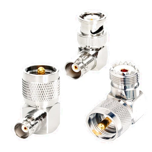 EVARSOL 3Pcs Right Angle RF Coaxial Adapter Connectors Kit PL259 to SO239 Adapter+BNC Male Female Adapter 90 Degree +UHF Male to BNC Female Adapter L Shape for Ham Radio Antenna SWR Meter Cable Joins